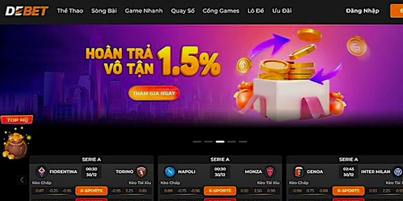 Trang tài xỉu online Debet với nhiều điểm mạnh nổi bật