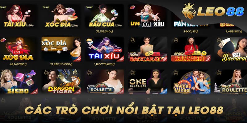 Trang tài xỉu online Leo88vn có đa dạng sảnh chơi để lựa chọn